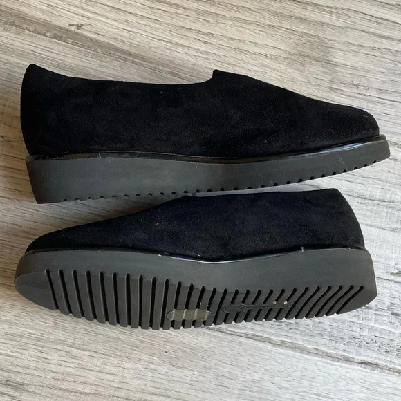 L'Amour des Pieds Women's Xenophon PlatformWedge Loafers Micro Suede Black SZ 6